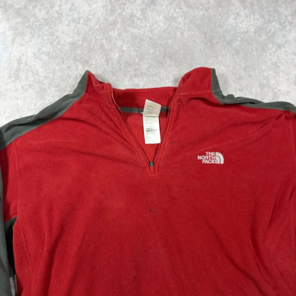 The North Face Men's XL Red Grey TKA 100 Fleece 1/4 Zip Pullover XL Hiking Gear